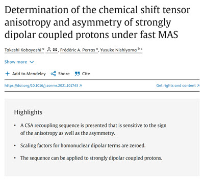 Determination of the chemical shift tensor anisotropy and asymmetry of strongly dipolar coupled protons